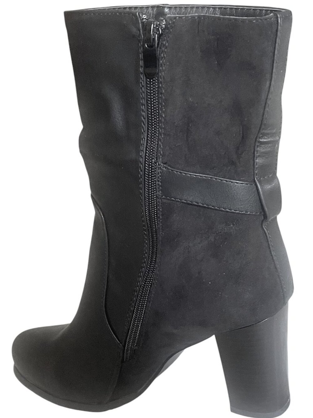 Heart's Collection Women's Mid-Calf Gold Tone Buckle Heeled Boots – Size 9 - Picture 4 of 8
